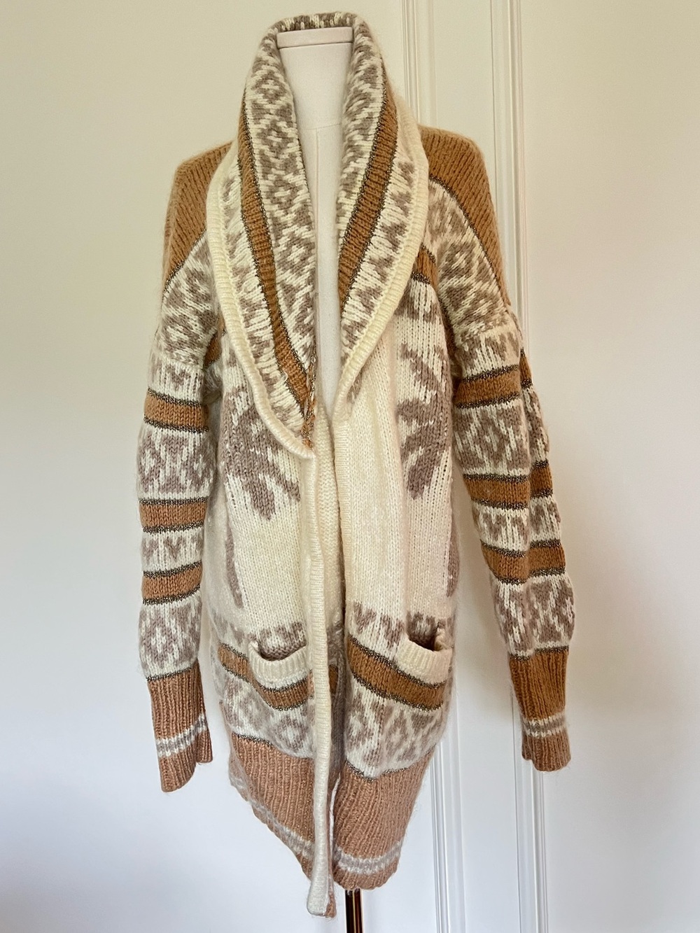 Juicy Couture‎ Mohair Shawl Cardigan Palm Tree Logo Knit Y2K Oversized Sz M/L